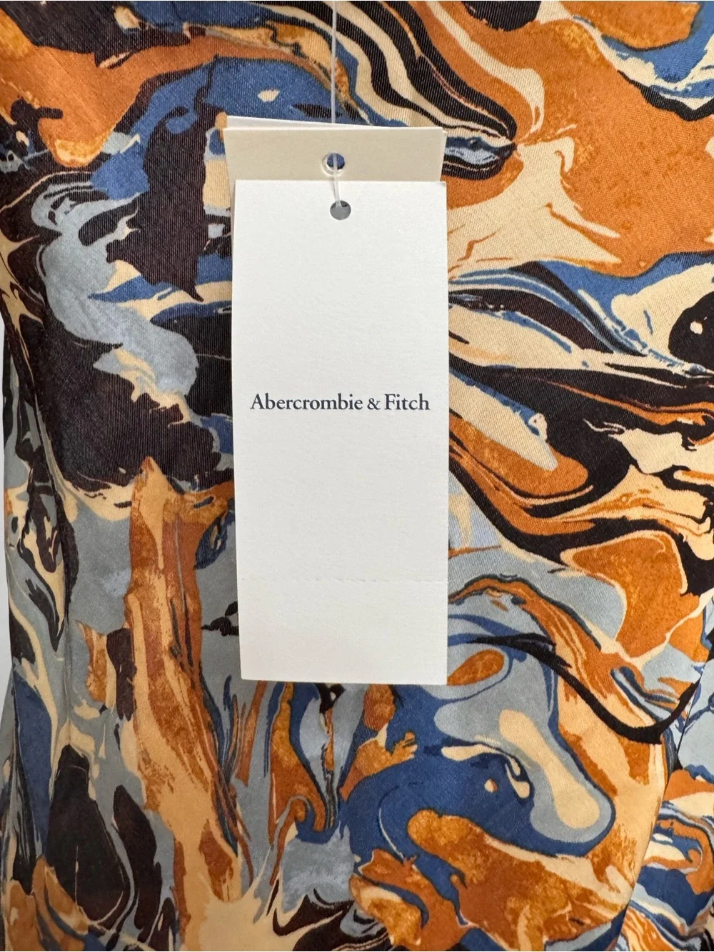 Abercrombie & Fitch Swirl-Print Slip Maxi Dress in Blue and Mustard